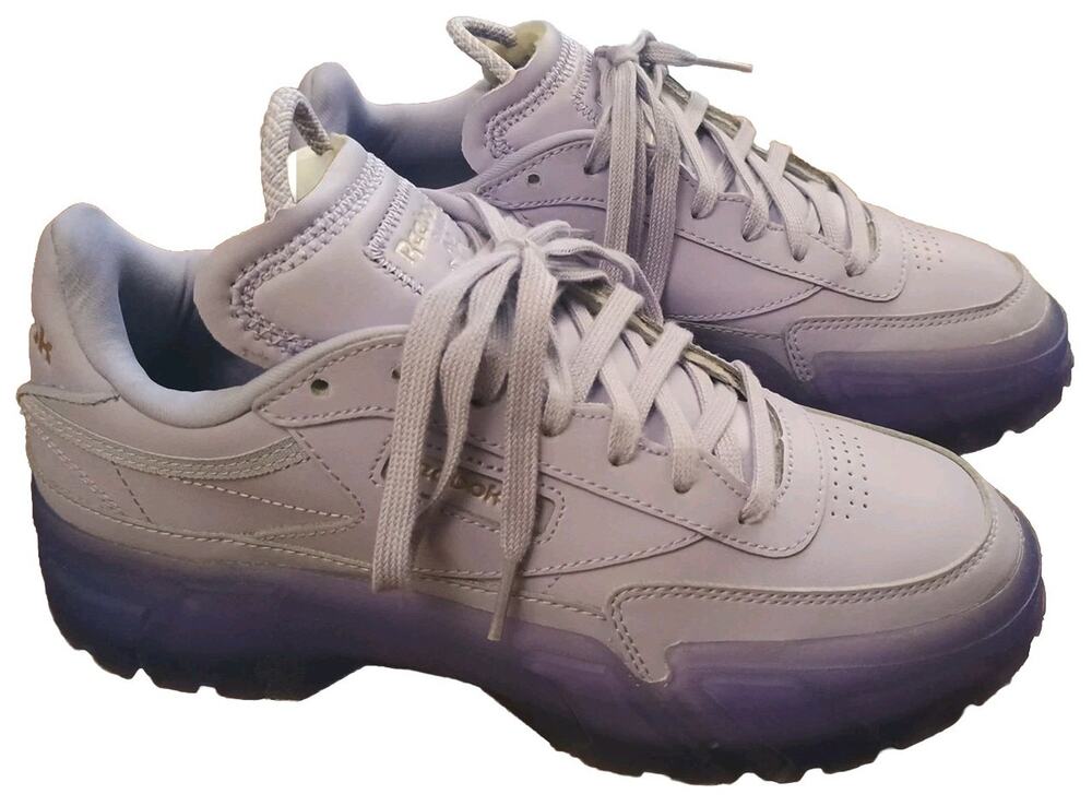 Reebok Platform Sneakers Womens 7.5 Purple Cardi B Club C Athletic Sneakers EUC